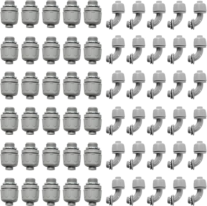 Conduit Connectors, 1/2 Inch Liquid Tight Connector NPT Non-Metallic by HDHAODA