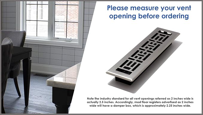 Decor Grates AJH212-NKL 2-Inch by 12-Inch Oriental Floor Register, Brushed - Image 5