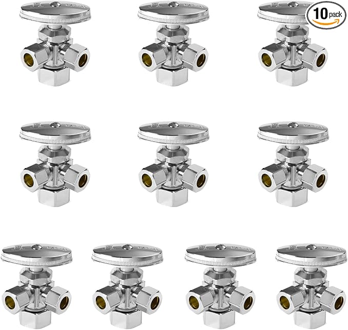 10PCS EFIELD Dual Compression Outlet Multi-Turn Angle Stop Valve | 1/2" NOM x by EFIELDPEXTUBING