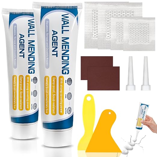 2 Pack Drywall Repair Kit, 100gx2 | Fast Drying, Strong Adhesion, Repairs Holes by IKKAB