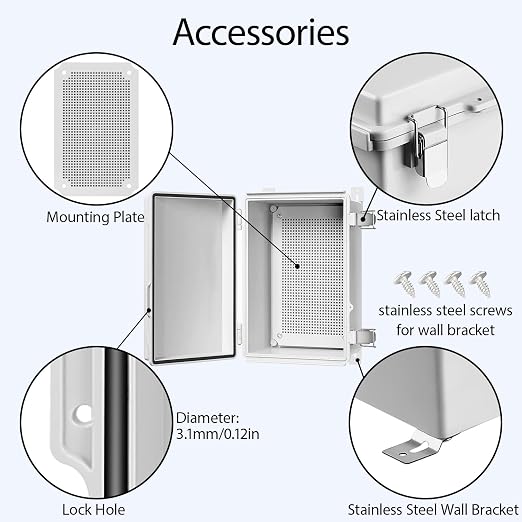 Electrical Box, IP67 Waterproof Hinged Cover Stainless Steel Latch Junction Box - Image 4