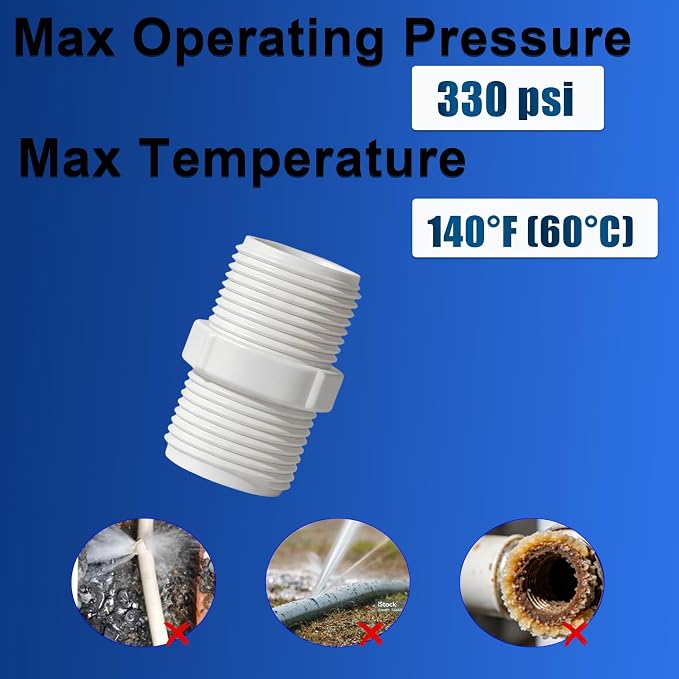 10PCS 3/4 Inch PVC Pipe Fitting Hex Nipple, 3/4 Male X 3/4 Male Thread Coupling - Image 4