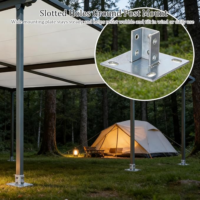 8 PCS U-Shape Strut Post Bases, 1-5/8 in Square Channel, 5.7 x 5.7 in Plate | - Image 3