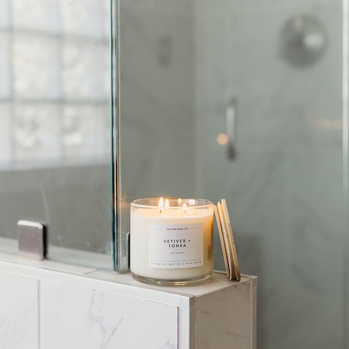Vetiver & Tonka 3 Wick Scented Candle - Image 7