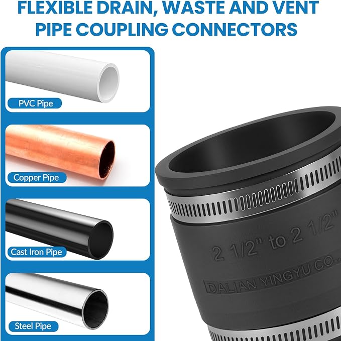 2 Pcs 2-1/2 IN Flexible PVC Pipe Coupling - Image 4