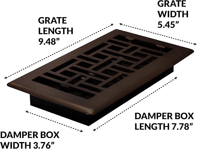 Decor Grates AJH408-RB Oriental Floor Register, 4x8 Inches, Rubbed Bronze Finish - Image 4