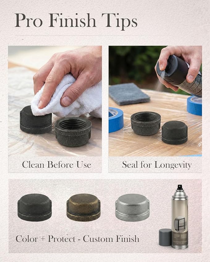 10 Pack 3/4" Malleable Cast Iron Pipe Cap, DIY furniture shelf decor, fits - Image 7