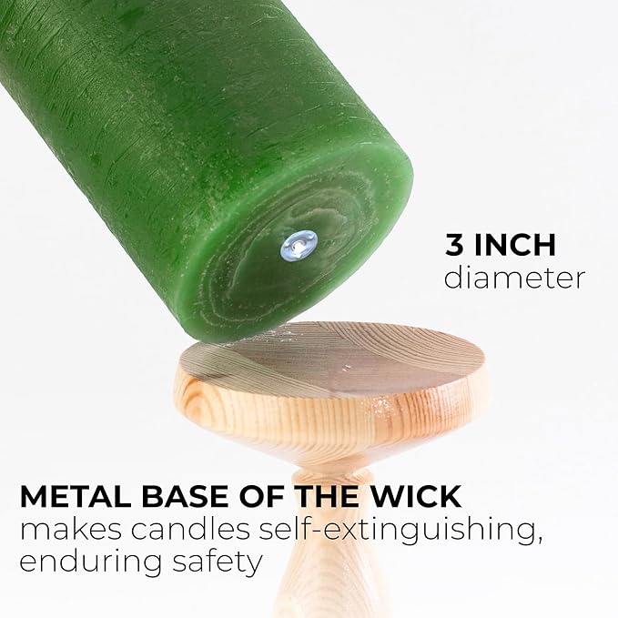 3x4 inch Grass Green Pillar Candles Set of 3 - Image 2