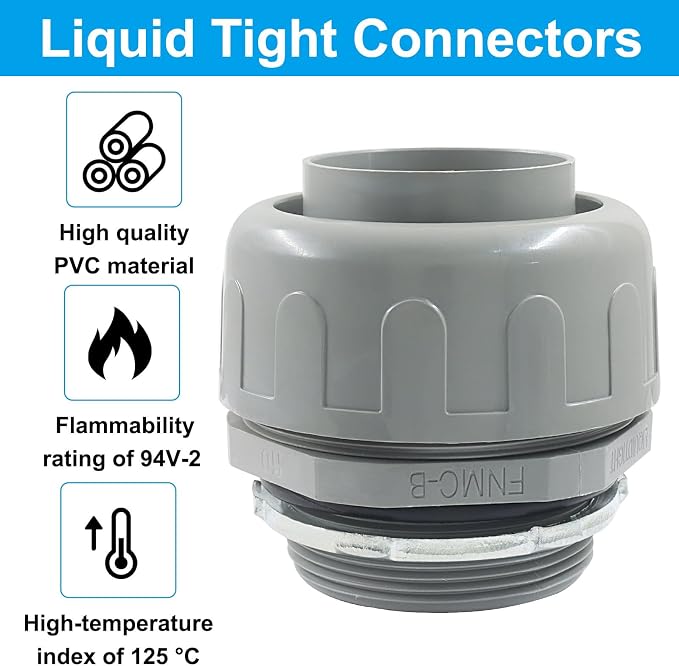 2Pcs 2 Inch NPT Liquid Tight Connector | Nonmetallic Straight, Electrical - Image 5