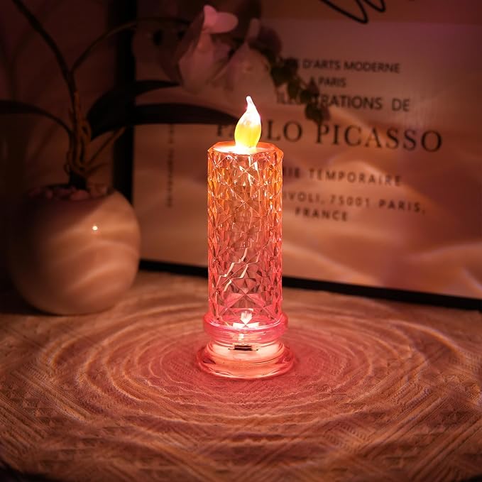 SupBri 4PCS Rose Halo LED Flameless Candles, Valentines Anniversary Wedding - Image 2
