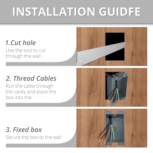 1-Gang PVC Old Work Standard Switch/Wall Electrical Outlet Box Grey Outlet - Image 5