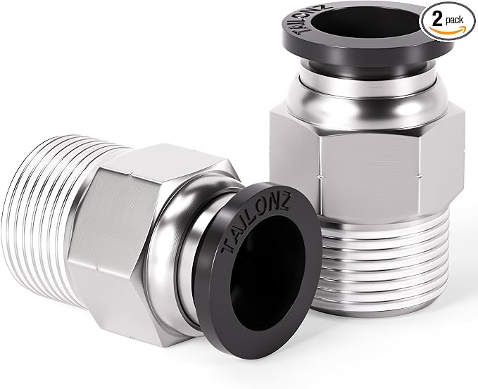 TAILONZ PNEUMATIC Male Straight 3/8 Inch Tube OD x 3/8 Inch NPT Thread Push to by TAILONZPNEUMATIC