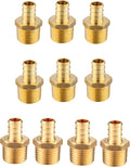 10PC Pex Barb Crimp Brass Fittings 1/2 Inch x 1/2 Inch NPT Male Adapter | ASTM by EFIELDPEXTUBING