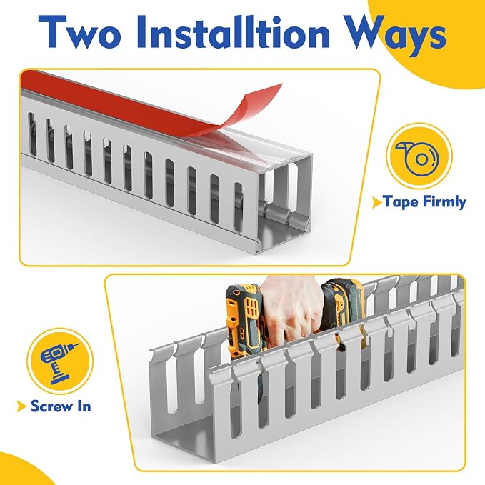 Open Slot Wiring Raceway Cable Duct, Cable Management Cord Track | 123" open - Image 4