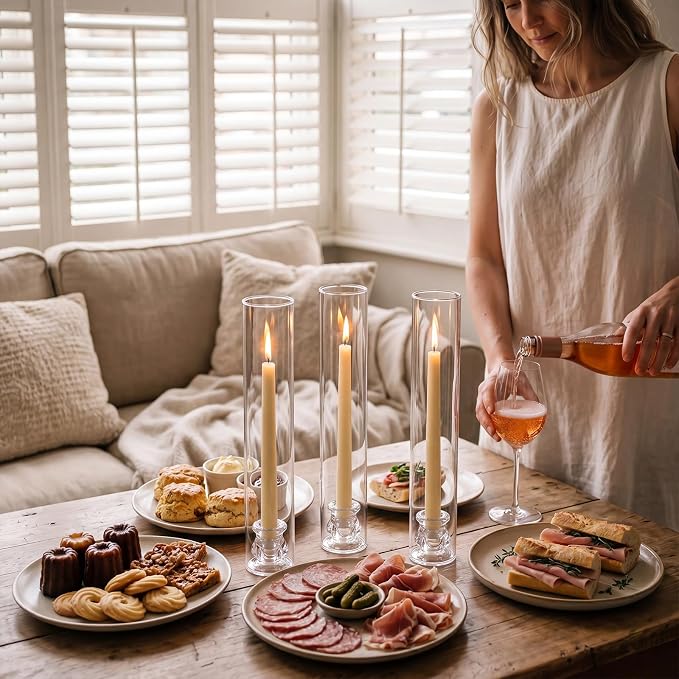 Glass Hurricane Candle Holders 10 Pack 12.6" Open Ended Candlestick Tubes | - Image 3