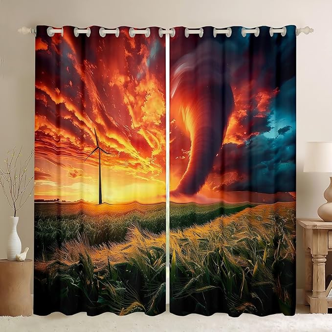 jejeloiu 3D Red Tornado Blackout Shades Window Treatments Natural Disaster by jejeloiu