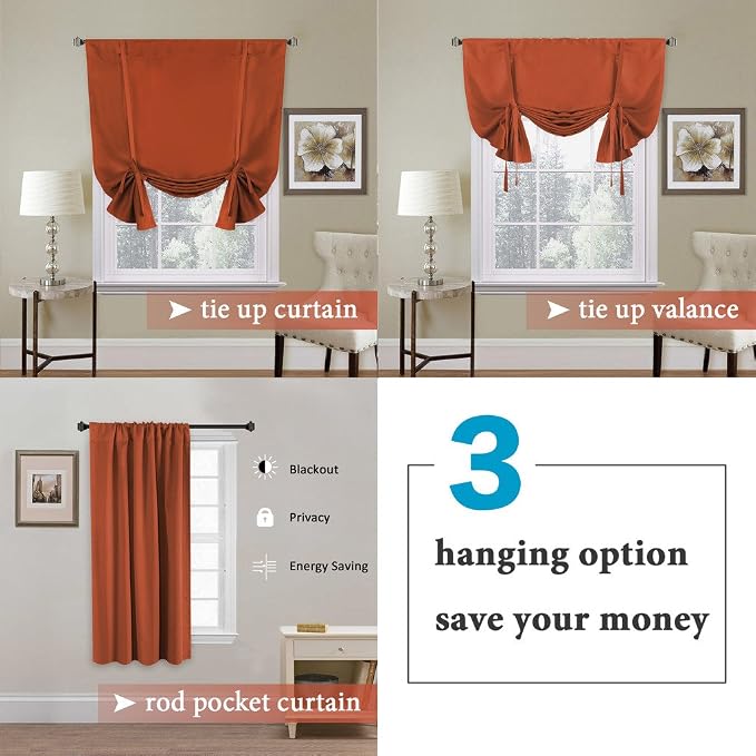 H.VERSAILTEX Blackout Room Darkening Curtain Tie Up Shade Blackout Curtain - Image 4