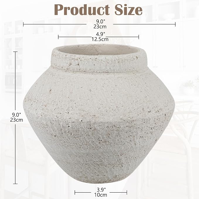 Briful Rustic Ceramic Vase Large Decorative Vase, Table Centerpiece, Living Room - Image 3