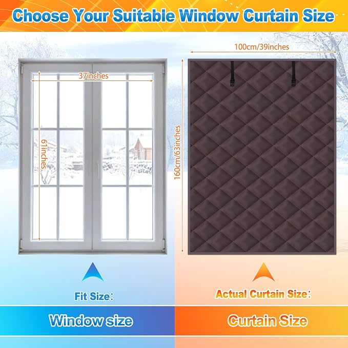 Fanfanwin 1 Pcs 63 x 39 Inches Window Insulation Curtain Kit Winter Thermal - Image 2