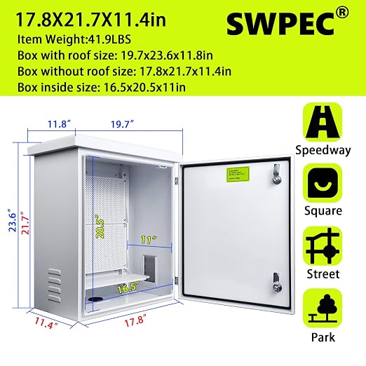 Metal Nema Enclosure with Fan Vented, Mount Track Electrical Box 20X24X12 | - Image 2
