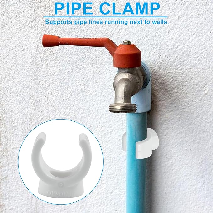 20 Pack 1/2 Inch Pipe Clamp, 16mm U-Shaped | Plastic PEX Clips, Pipe Hangers - Image 5