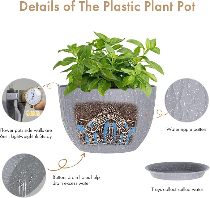 WSMKSZ 12 Inch Wide Water Ripples Flower Pots - Image 3