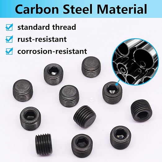 13PCS 1/4"NPT Male Pipe Plug Fitting Black Carbon Steel Pipe Plug Set Internal - Image 3