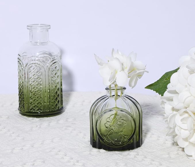 18pcs Green Glass Bud Vase Set, Small Flower Vases - Image 3
