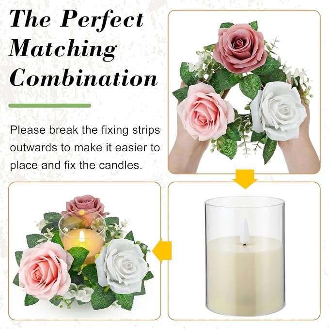 Yunlly 12 Pcs Rose Candle Rings - Image 5