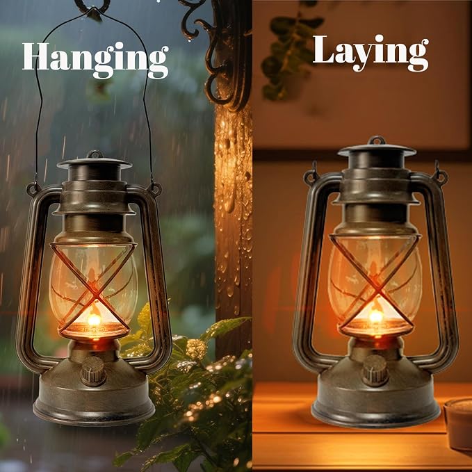 2 Pack LED Vintage Lantern Battery Powered Lanterns - Image 8