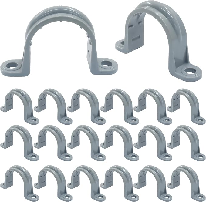 1 Inch PVC Pipe Strap, 20 Pack | 2-Hole, Plastic Conduit Clamp, Pipe Supports by Unknown