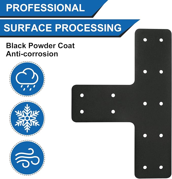 T Post Bracket 4pcs, T Shape Brackets | Black Powder Coated Post to Beam - Image 4