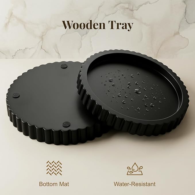 FGU 2 Pack Round Wood Decorative Trays - Image 3