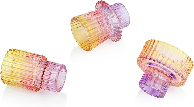 Vixdonos Glass Candlestick Holders Tealight Candle Holders - Image 3