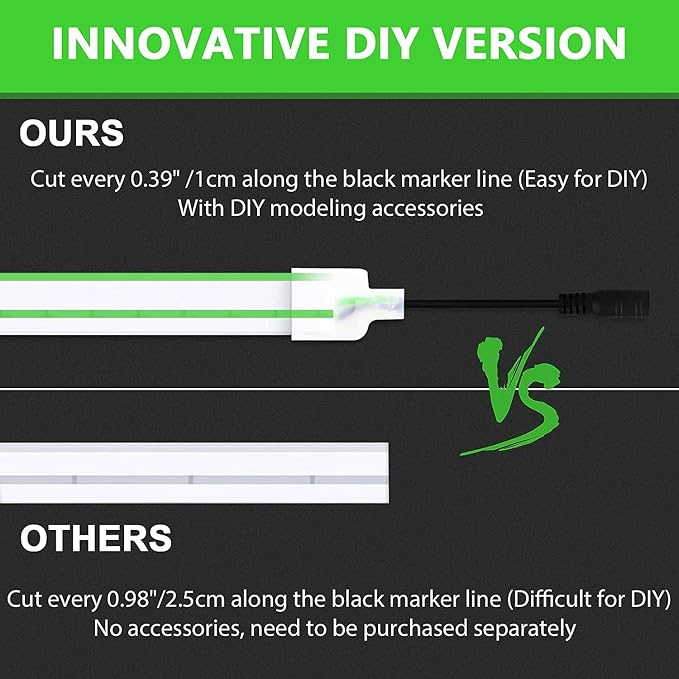 Lamomo LED Neon Lights, 16.4ft Green LED Strip Light, 12V 0.39In/Cut Silicone - Image 2