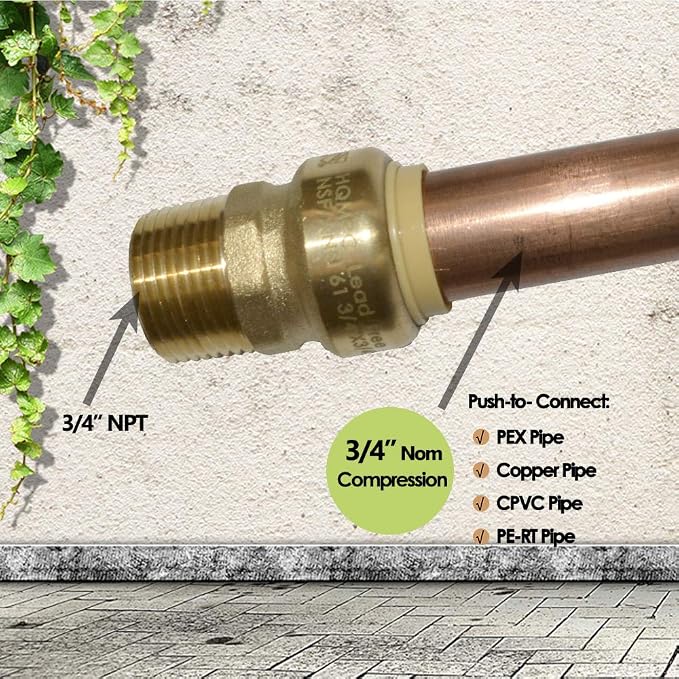 3/4" Pex Fitting Straight Coupling Push Fit PEX Fittings, Push-to-Connect Copper - Image 2