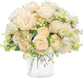 8 Packs Peonies Artificial Flowers, Champagne Silk Artificial Peonies | Fake by MARTINEMALL