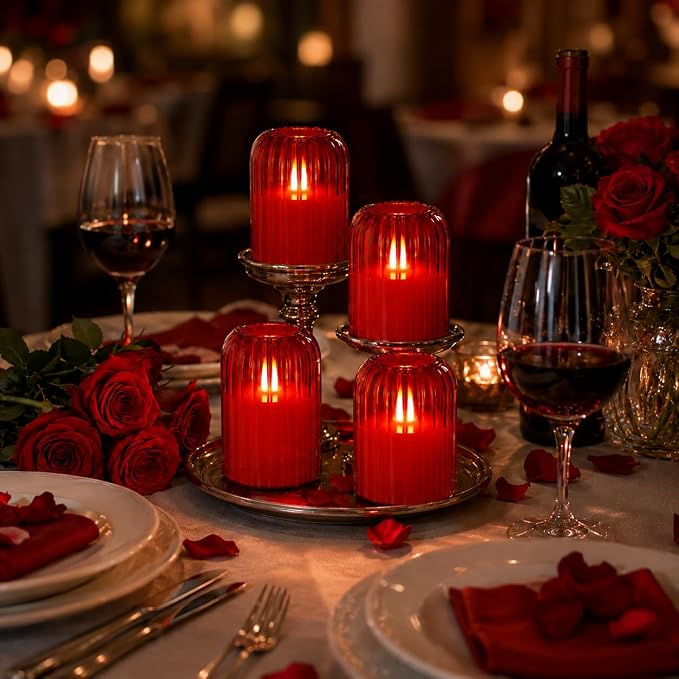 Lezonic Red LED Flameless Candles, Dancing Flickering Flame Real Wax, Home Decor - Image 7