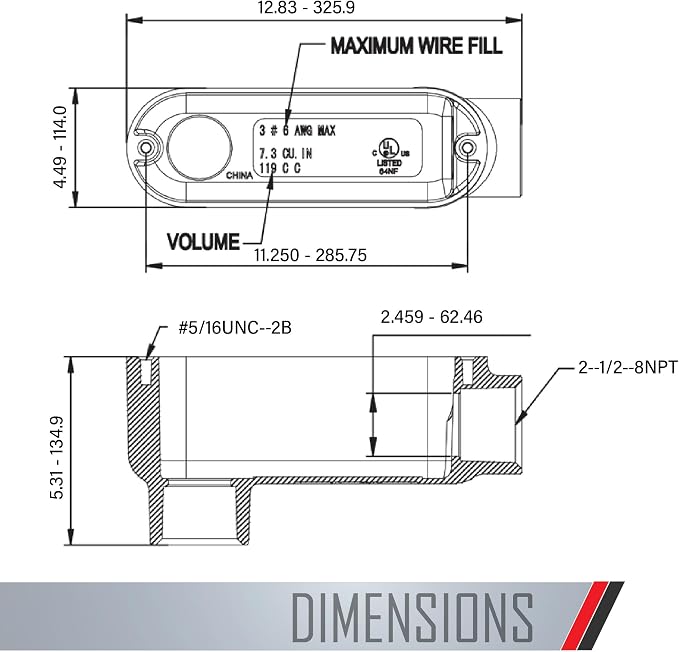 TayMac RLB250 Threaded LB Conduit Body, Die Cast Aluminum, Stamped Steel Cover - Image 3