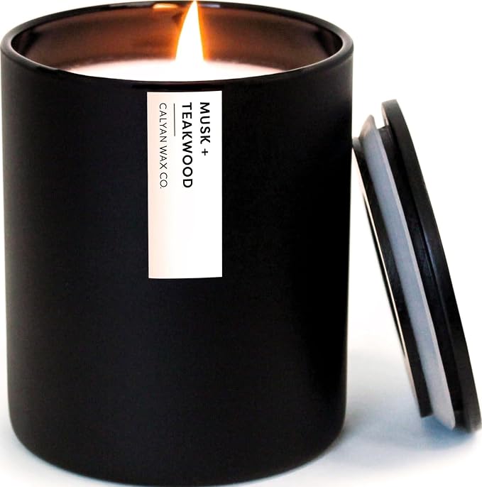 Musk & Teakwood Scented Candle by CalyanWaxCo