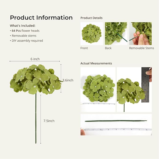 Auihiay 64Pcs Hydrangea Artificial Flowers Bulk, Faux Hydrangea Flowers | - Image 4