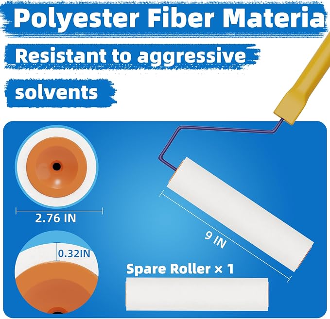 VKE 9in Self Leveling Spiked Roller, 53in Adjustable Telescopic Pole | Paint - Image 6