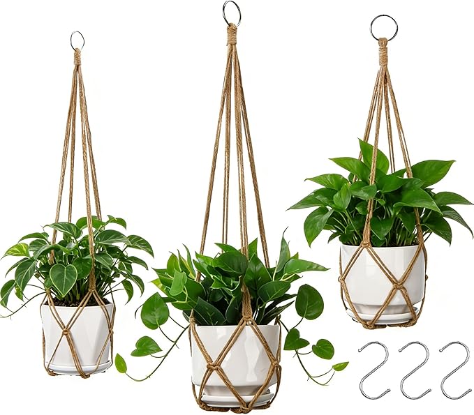 YIBOT 3 Pack Macrame Plant Hanger Outdoor Hanging Planter by YIBOT