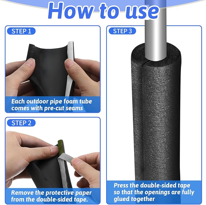 8 Pack Pipe Insulation Foam Tube, 3/4'' Self Adhesive Pre Slit Foam Pipe Covers - Image 5
