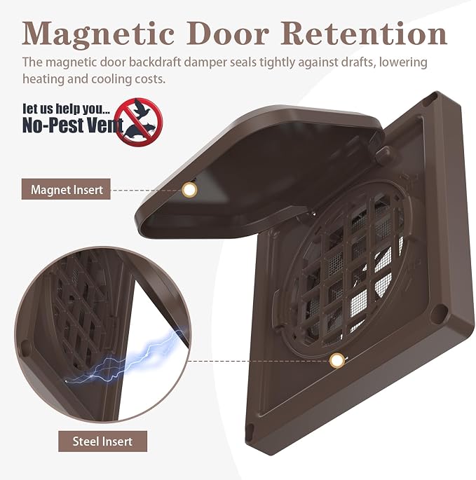 Dryer Vent Cover Outside 4 inch, Magnetic Door Design, Durable Airflow Vent - Image 4