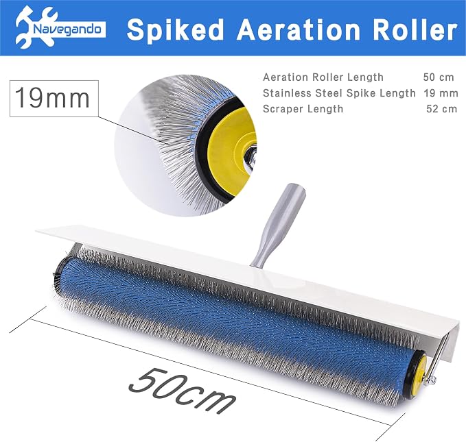 50cm Spiked Roller for Self Leveling Concrete, 19mm Stainless Steel Needle - Image 2