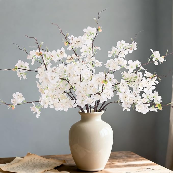 INXUGAO Artificial Cherry Blossom Branches Decor 12 PCS Fake Flowers Indoor | by INXUGAOArtificialFlowers