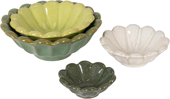 Creative Co-Op 4-Piece Stoneware Reactive Glaze Flower Shaped Bowl Set by Unknown