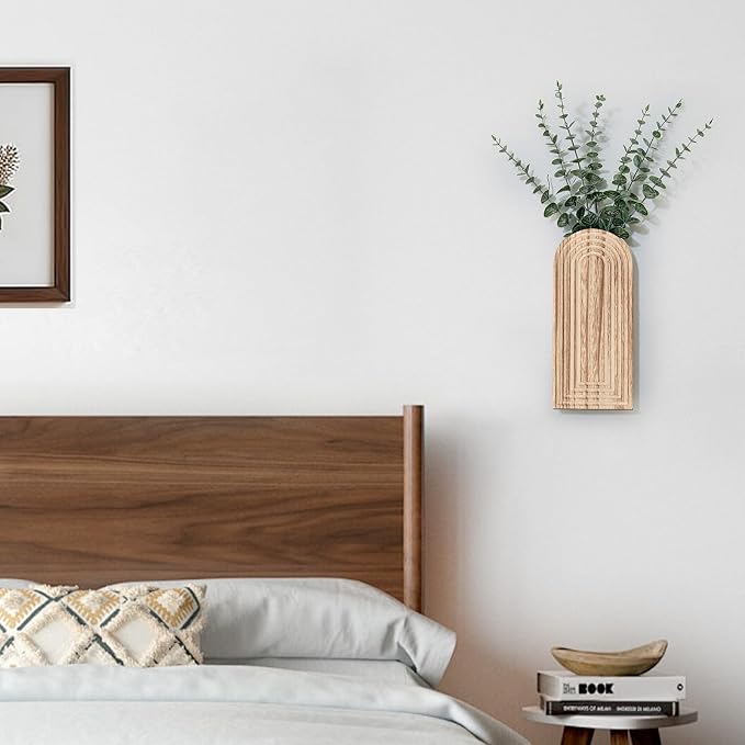 Handmade Wooden Wall Vases Set of 2 - Image 6