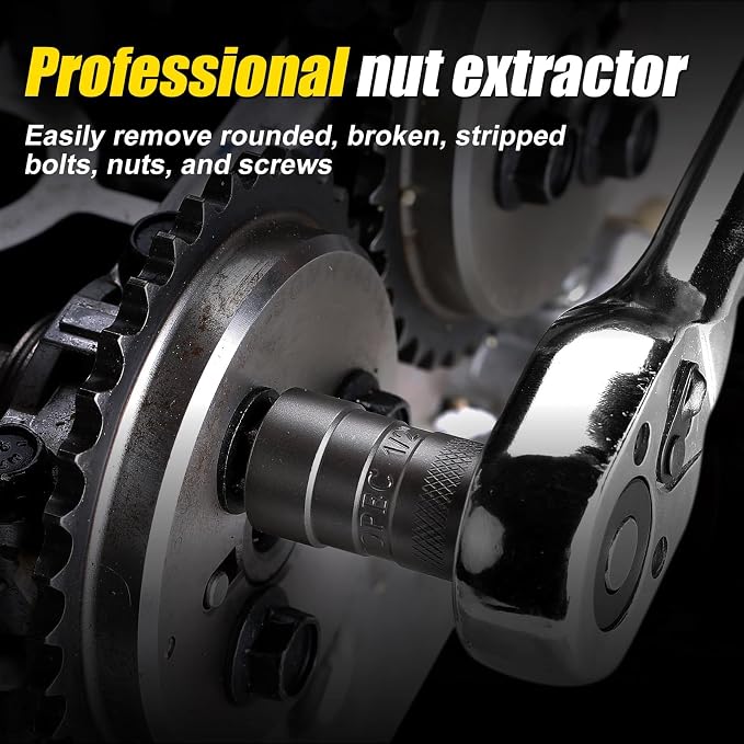Upgrade Bolt Extractor Kit, 1/4" 3/8" Drive Impact Rounded Bolt Remover - Image 7
